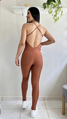 Macacão authentic terracota decote costas suplex canelado - PORLE