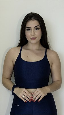 Top Duda azul marinho suplex de poliamida canelado - PORLE