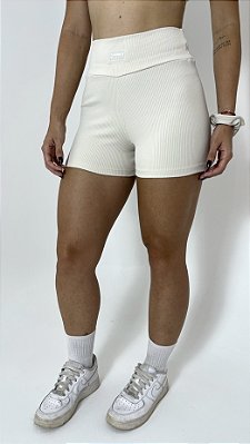 Short off white canelado suplex de poliamida – Porle