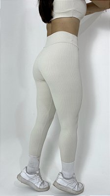 Legging off white canelada suplex de poliamida – Porle