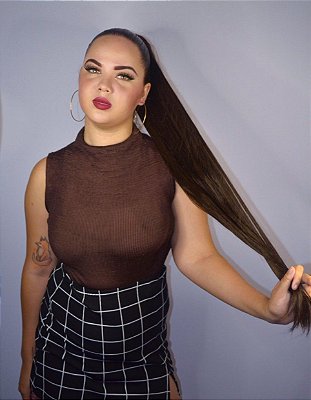 Rabo Liso - Castanho Escuro - 75 CM