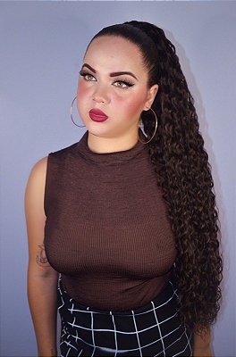 Rabo Funk - 80 CM - Cacheado - Castanha Escuro