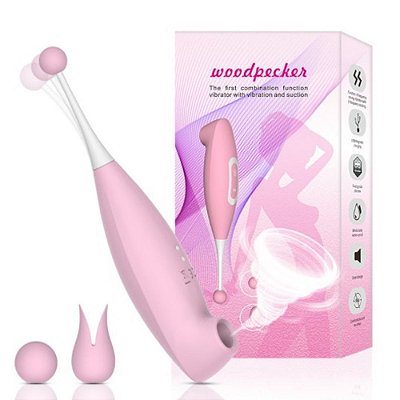 Vibrador Com Ponta Massageadora E Estimulador De Clítoris Recarregável Com 8 Modos De Vibrações - 17,6 X 3,8 Cm | Rosa