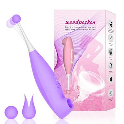 Vibrador Com Ponta Massageadora E Estimulador De Clítoris Recarregável Com 8 Modos De Vibrações - 17,6 X 3,8 Cm | Roxo