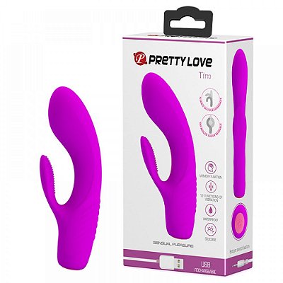 Vibrador Ponto G e Clitóris Flexível 12 modos Vibração - PRETTY LOVE TIM