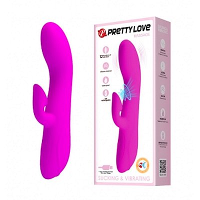 Vibrador Estimulador Ponto G Com Estimulador De Clitóris Com Sucção - PRETTY LOVE FLIRT