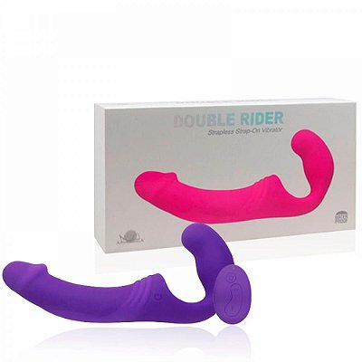 Vibrador Strap On 10 Modos de Vibração Controle Remoto sem Fio Roxo - Aphrodisia Double Rider