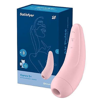 Satisfyer Curvy 2 + Estimulador Clitoriano Recarregável 11 Níveis De Sucção 10 Modos De Vibração Controle Por App | Rosa