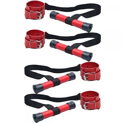 Kit Bondage 4 Amarras para Prender Porta BDSM Vermelho - Dominatrixxx