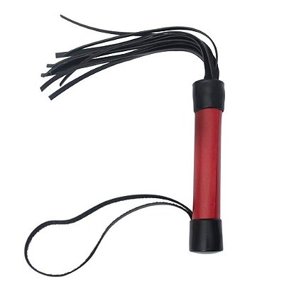 Chicote com 10 Tiras BDSM 20Cm Vermelho - Dominatrixxx