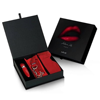 Kit Sensual com Venda , Algema e Estimulador de Clitóris - Lelo Adore Me.