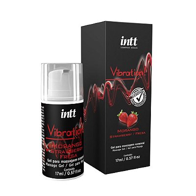 INTT COSMÉTICOS VIBRATION Gel Excitante Unissex Beijável Que Vibra Pulsa Esquenta 17 mL | SABOR: Morango