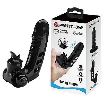 PRETTY LOVE CARBIN - Capa Para Dedo em Silicone Com 10 Modos De Vibração E Textura Estimuladora 11 X 2,8 | Cor: Preto
