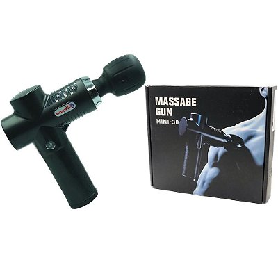 MASSAGE GUN MINI-30 - Massageador Recarregável Com 3 Modos De Vibração - 18 X 16 Cm | COR: PRETO