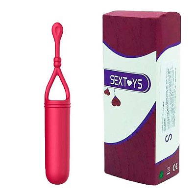 Cápsula Vibratória Recarregável Em Silicone Com 10 Modos De Vibrações 17,7 X 2,8 Cm | Cor: Vermelho