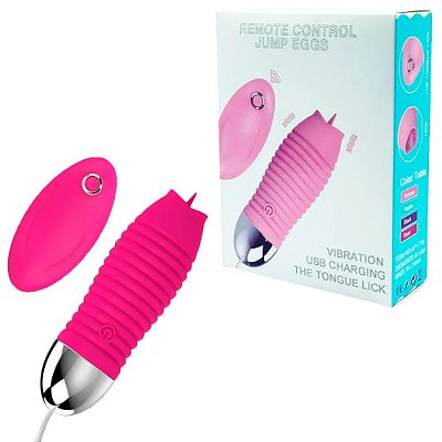 Cápsula Vibratória Recarregável Estimuladora De Clitóris Língua Mágica Controle Remoto Sem Fio 9,5 X 3,0 Cm | Cor: Rosa