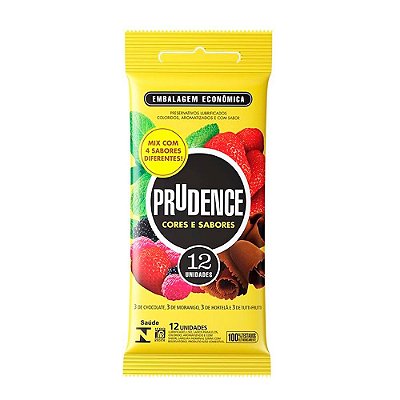 PRUDENCE CORES E SABORES O Primeiro Preservativo com Aroma, Cor e Sabor de Verdade 12 UNIDADES