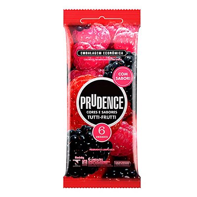 PRUDENCE CORES E SABORES - O Primeiro Preservativo com Aroma, Cor e Sabor de Verdade - SABOR: TUTTI FRUTTI | 6 UNIDADES