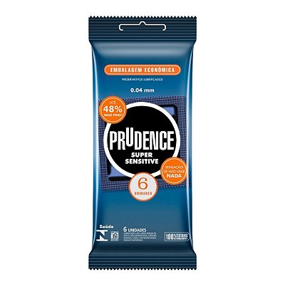 PRUDENCE SUPER SENSÍVEL - Preservativo Extra Fino Até 48% Mais Fino 6 UNIDADES