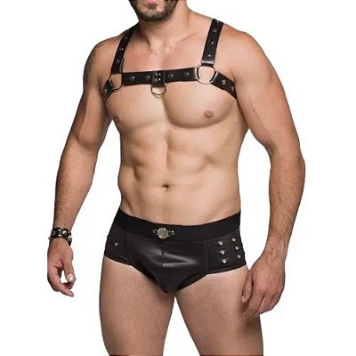 Cueca Sungão Com Ilhós  Medalhão Preto - SD Clothing