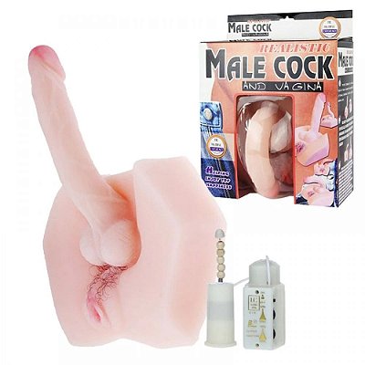 Realistic Male Cock and Vagina - Masturbador Hermafrodita em Cyberskin com Vagina e Pênis, à Prova D' Água