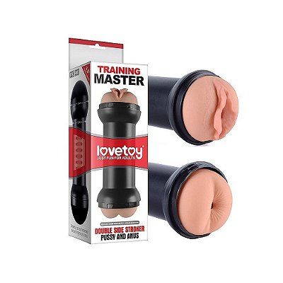 LOVETOY TRAINING MASTER - Masturbador com Vagina, Ânus e Formato de Halter  21 x 7,6 cm