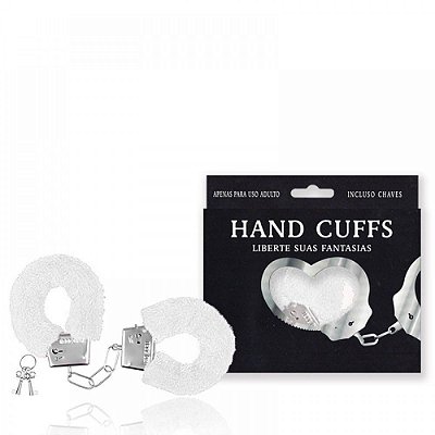 HAND CUFFS - Algemas Reguláveis com Chaves em Pelúcia Branco