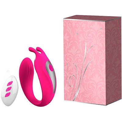 Vibrador Casal Coelho Com 12 Vibrações e Controle Remoto Rosa - Bill