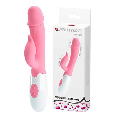 Vibrador de Ponto G Com Estimulador De Clitóris - PRETTY LOVE PETER