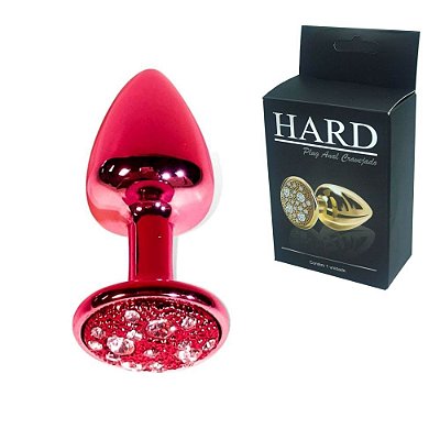 HARD - Plug Anal em Metal com a Base Cravejado - 6,5 X 2,5 CM | COR: VERMELHO
