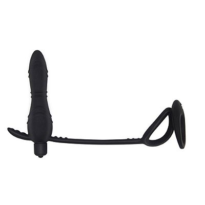 Massageador Prostata Perineo Vibro Macio Com Anel Peniano  14 X 6 Cm