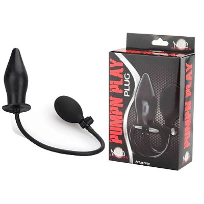 PUMPN PLAY PLUG - Plug Anal Inflável Com Válvula Controladora De Pressão 11 X 3,5 Cm | Cor: Preto