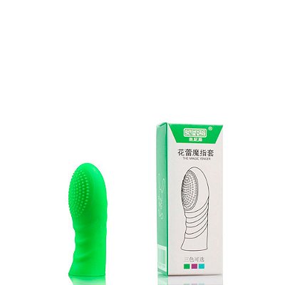 Dedeira Em Silicone Com Saliências Massageadoras 7 X 1,8 Cm | Cor: Verde