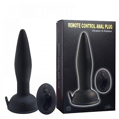 Plug Anal Recarregável em Silicone com Ventosa 5 Modos Vibrações e Rotações Possui Modo Turbo 18 x 3,6 cm - Aphrodisia