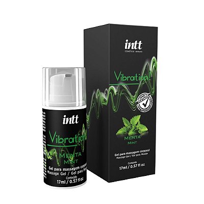 INTT COSMÉTICOS VIBRATION - Gel Excitante Unissex Beijável Que Vibra, Pulsa E Esquenta 17 mL | SABOR: Menta