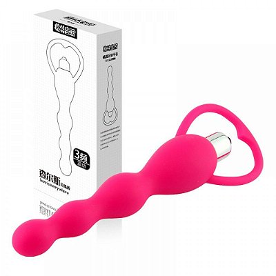 Plug Anal Escalonado com Vibração Em Silicone Rosa 16 X 3,5 CM - XXOO