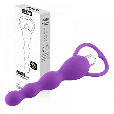 Plug Anal Escalonado com Vibração Em Silicone Roxo 16 X 3,5 CM - XXOO