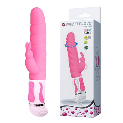 Vibrador Rotativo Com Estimulador de Clítoris e Ponto G - PRETTY LOVE STEVEN