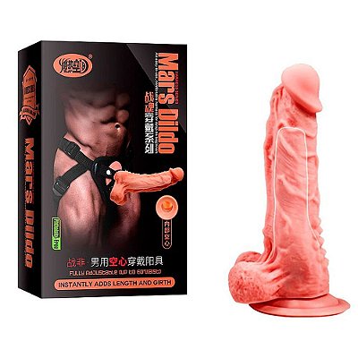 Capa Peniana Com Cinta Super Reforçada Ajustável Veias Suaves Escroto e Ventosa 19,5 X 4,0 Cm - MARS DILDO 2