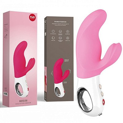 FUN FACTORY MISS BI - Massageador Recarregável Em Silicone Com Estimulador Clitóris 6 Modos De Vibração COR: Candy Rose