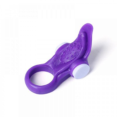 Anel Peniano Estimulador de Clitóris com Argola Para Testículos Vibração Única Formato de Língua 8 X 3 Cm | Cor: Roxo