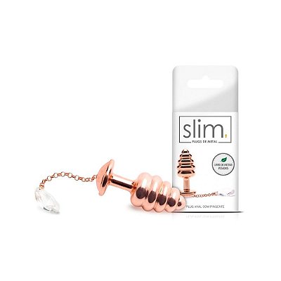 Plug Anal em Metal Anelado Ouro Rose com Pingente Linha Slim -  Sexy Fantasy