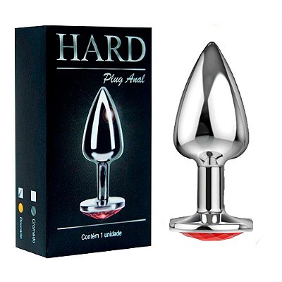 HARD - Plug Anal em Metal Médio em Formato Cônico e Detalhe em Cristal na Base 7,5 X 3,5 CM | Cor: Cromado