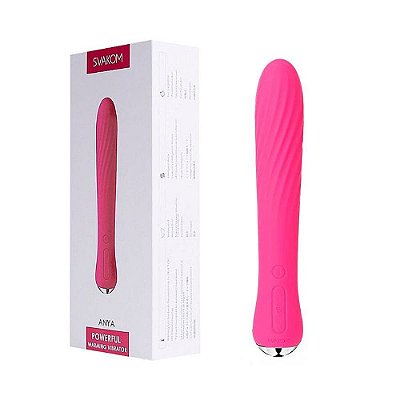 SVAKOM ANYA - Vibrador Personal Recarregável Com Auto Aquecimento E 5 Modos De Vibração - 19,5 X 3,2 Cm | Cor: Rosa