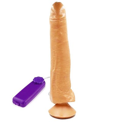 Pênis de Borracha Com Vibrador, Glande Definida, Veias, - 28 X 5,0 Cm