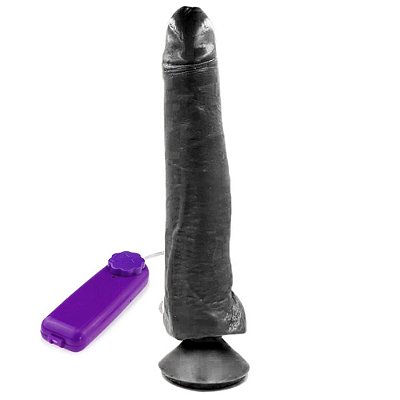 Pênis de Borracha Com Vibrador, Glande Definida, Veias - 28 X 5,0 Cm