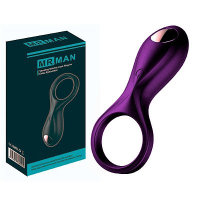 Anel Peniano Vibrador 10 Modos Vibração Silicone Recarregável Cor Roxo Mr.Man