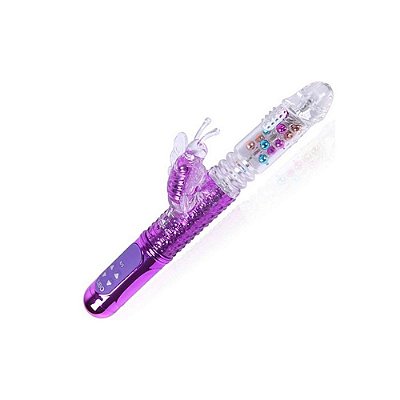 Vibrador Rotativo com 36 Modos Vibração, Vai e Vem,  Borboleta Estimulador Clitoriano 27 x 3,5 CM Cor: Roxo | Youvibe