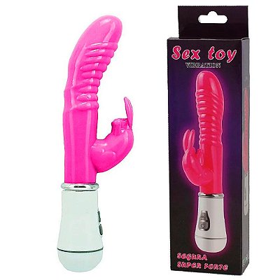 Female Masturbation - Vibrador com Estimulador de Clitóris e 10 Modos de Vibração - 22 x 3,5 cm | Cor: Rosa