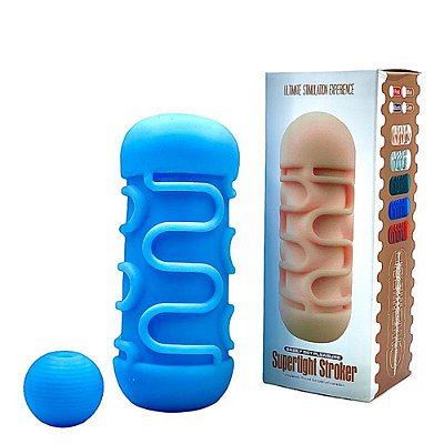 Masturbador Masculino Stroker Colors Estriado 15 X 6 Cm | Cor: Azul